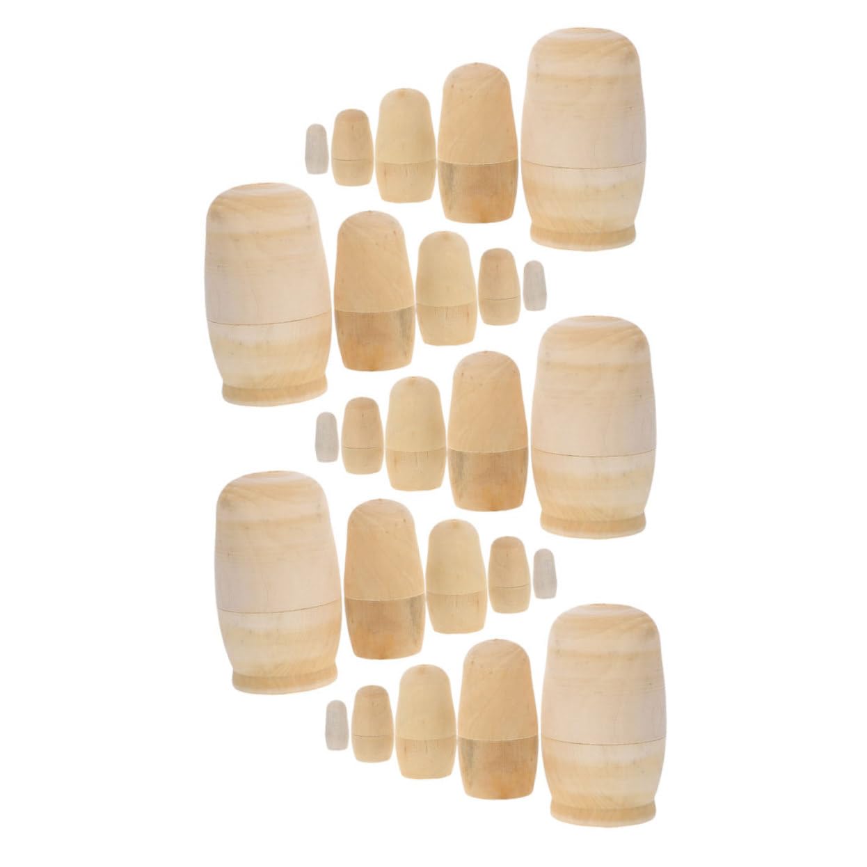 Matrioska Russa Originale Set in Legno Bianco 5 Strati per Pittura DIY