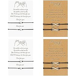 Pulseras Para Parejas Hechas A Mano 4 Pares Pulseras a Juego de Distancia, Brazaletes de la Amistad, Pulsera Hecha a Mano, Pulsera de Pareja Hecha a Mano, para Mejores Amigos, Pareja, Mamá, Hija, Mujeres, Hombres, Adolescentes, Niñas
