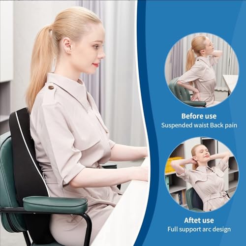 Image of Grin Health Full Backrest Cushion with Lumbar Support for Office Chair | High-Density Ortho Responsive Memory Foam | Orthopedic Back Rest for Back Pain Relief - Ergonomic Chair Cushion (Backrest Plus)