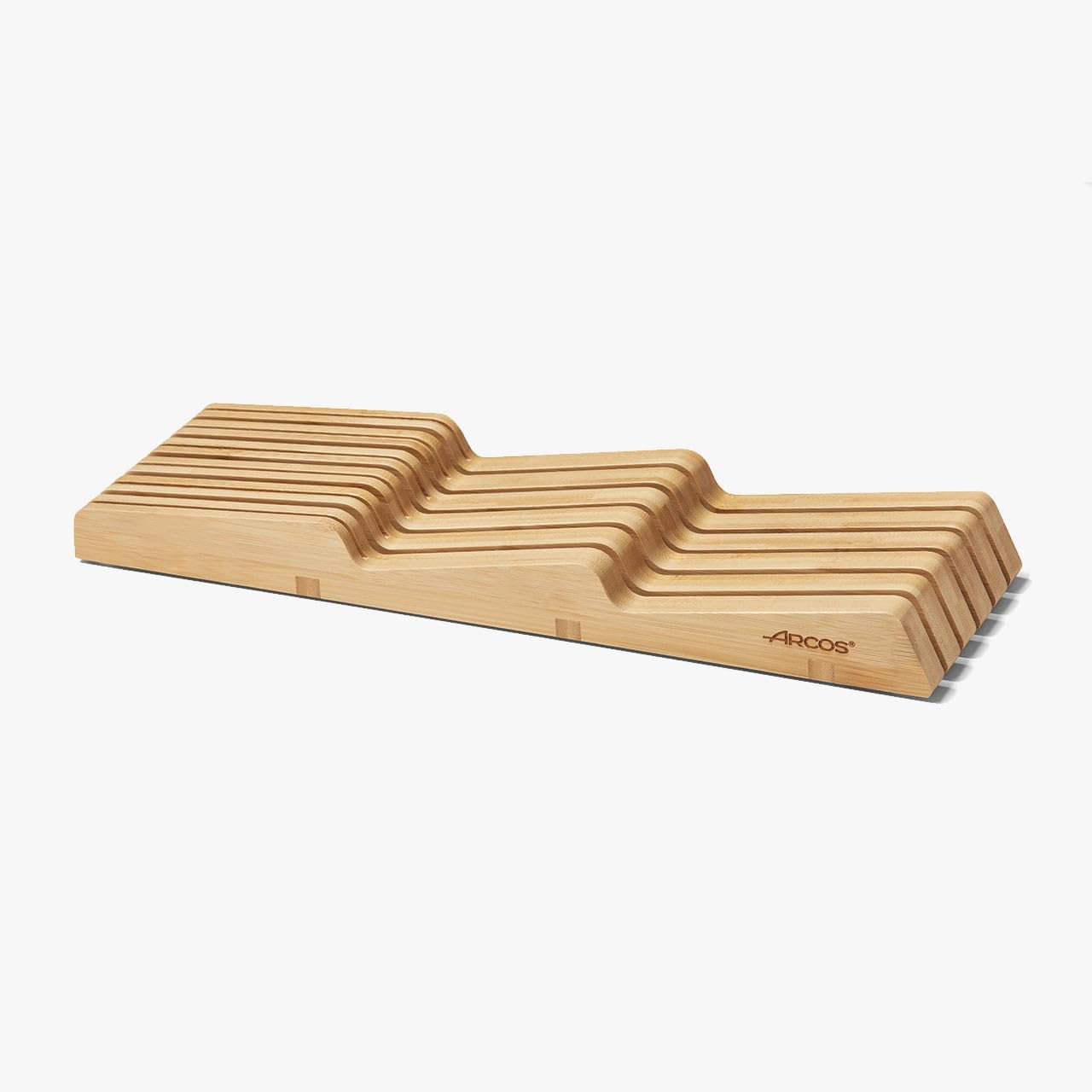 Arcos Organisateur de Couteaux en Bambou pour Tiroir, Compatible jusqu'à 25 cm, Dimensions 39x43x13 cm, Stockage Sécurisé et Élégant, Marron