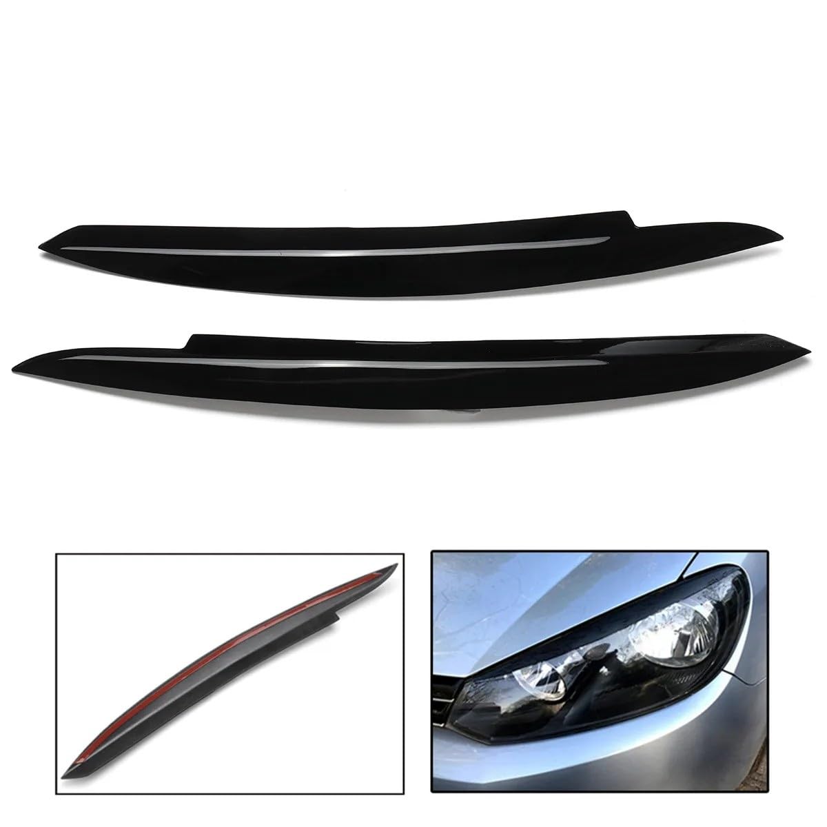 Ajuste cubierta párpado ceja faro Para VW Para Golf 6 MK6 2008 2009 2010 2011 2012 Faro Ceja Ojo Faro Párpados Faro Cubierta De Cejas Molduras(Aspecto de fibra de carbono)