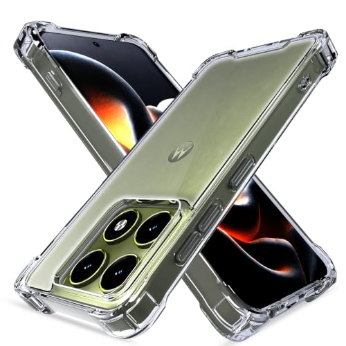 Image of Pikkme Back Cover for Motorola Moto Edge 70 Pro 5G PC + TPU Clear Transparent Raised Edges Shockproof Protective Phone Bumper Case(Transparent)