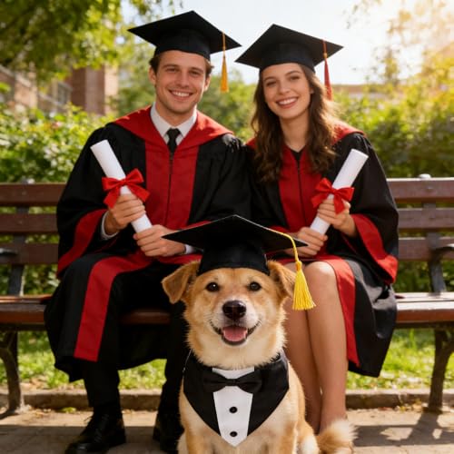 Disfraz de graduación para perro con gorro y pajarita miniatura 7