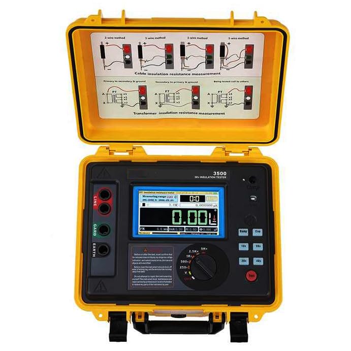 High Voltage Insulation Tester Meter 5KV Insulation Resistance Gauge Testers with Insulation Resistance Range 0.5MΩ～2TΩ Data Storage Function and USB Communication Interface