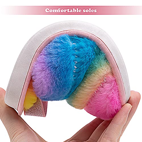 Techcity Kids Fluffy Fuzzy Slippers Open Toe House Home Slippers For Boys And Girls Faux Fur Slides With Strap Little Kids Slip-On Shoes thumb #5