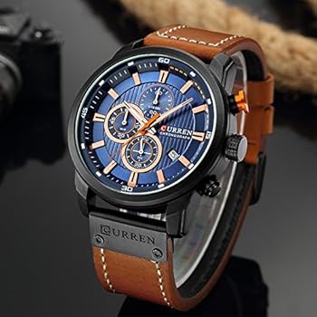 CURREN Chronograaf Sport Mannen Horloge Leger Militaire Datum Quartz Mannen Polshorloge Reloj Hombre, Zwart Zwart Bruin, riem
