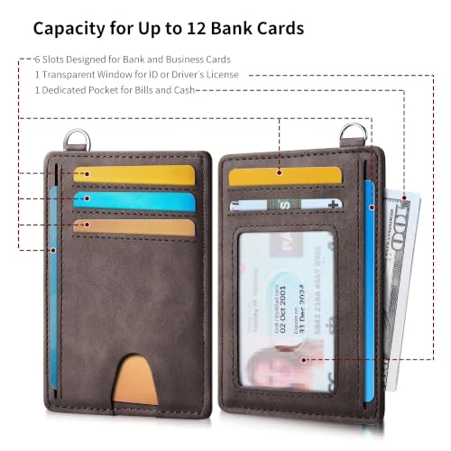 Image of Mayski Slim Wallet, Credit Card Holder for Women, Minimalist Front Pocket RFID Blocking Card Cases, Small Wallet Women Men(MF Coffee)