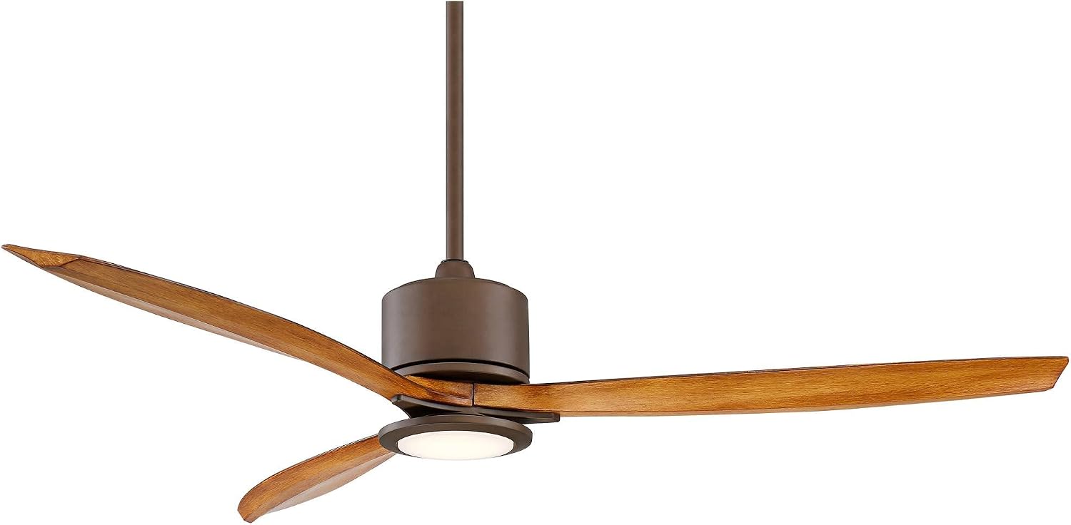 Casa Vieja 56" Rally Industrial Rustic 3 Blade Indoor Outdoor Ceiling Fan with LED Light Remote Control Oil Rubbed Bronze Koa Damp Rated for Patio Exterior House Home Porch Gazebo Garage