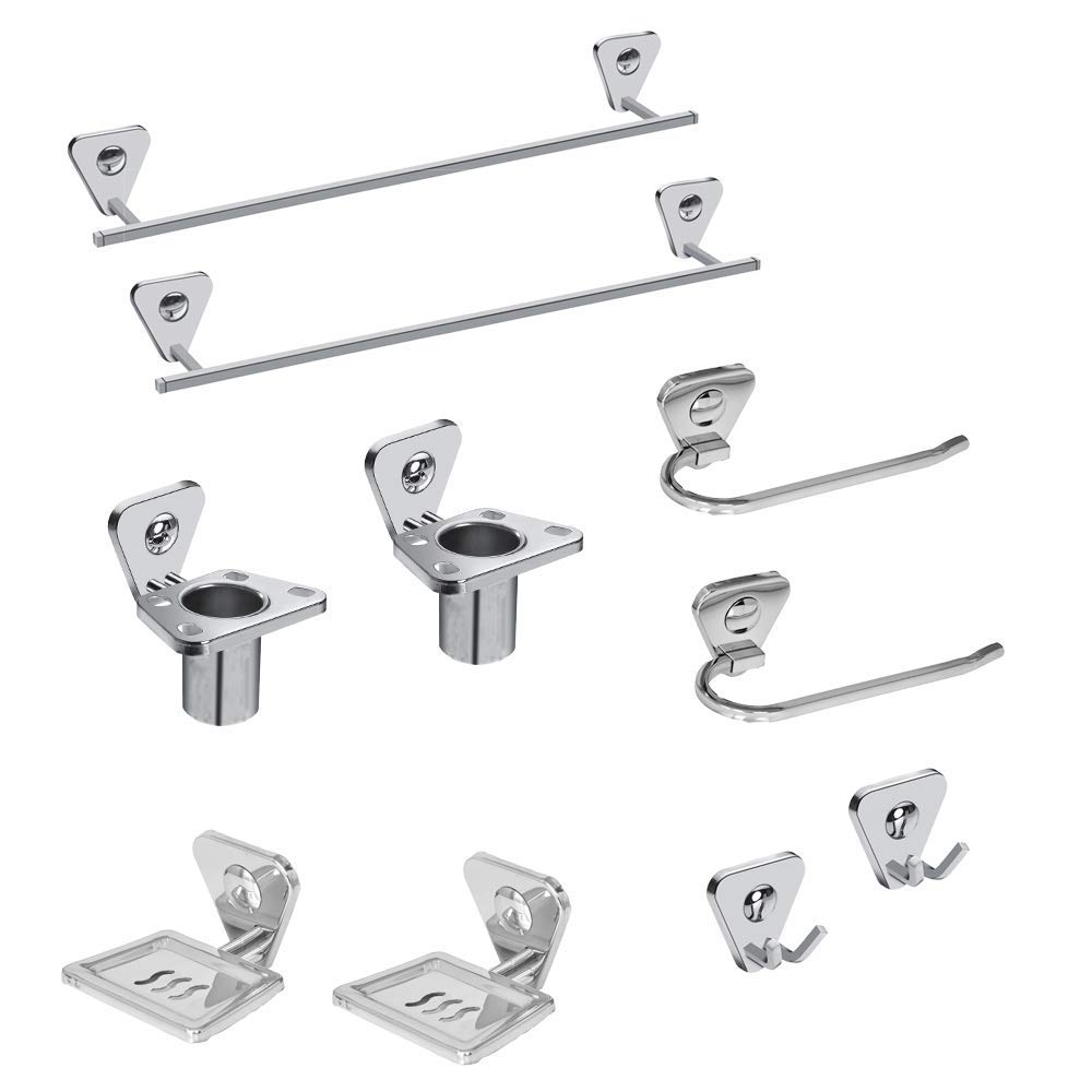 HANDY Stainless Steel Bathroom Accessories Set pack of 2 (Towel Rod 24" | Towel Ring | Soap Dish | Toothbrush Holder | Rob Hook) Bathroom Set (B08WHQCZBL) Amazon Price History, Amazon Price Tracker