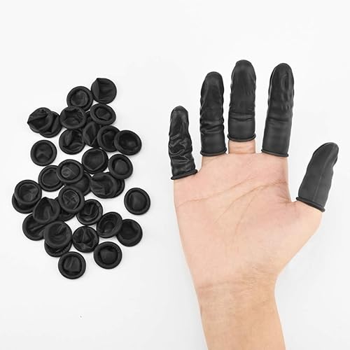 Miniatura 3 de EXCEART 100 piezas de cunas de dedo negras de goma antiestática para proteger las puntas de los dedos de las cunas para la reparación electrónica