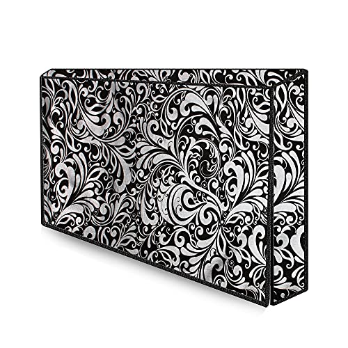 The Furnishing Tree Waterproof & Dustproof PVC LED/LCD/Monitor TV Cover Suitable for All Models of 32 Inch TV, Dimensions of The Cover WxHxD in Inches: (29x19x3), Floral Pattern Black
