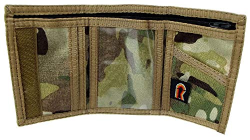Tactical Nylon Trifold Wallet Durable 500D Cordura, water-resistant, inside/outside ID windows, 15+ card slots, compact 5x3.25in. Ideal for military, outdoor, travel. USA Made.