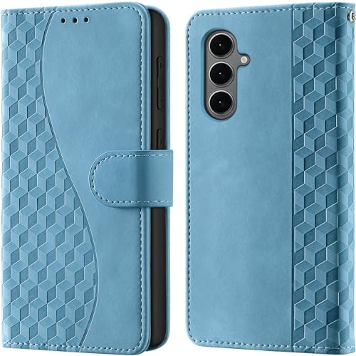 Image of Flip Wallet Case for Samsung Galaxy S25 FE PU Leather Light Blue | RFID Blocking 3 Card Slots, Built-in Kickstand, Shockproof Protective Flip Phone Cover for Samsung S25 FE