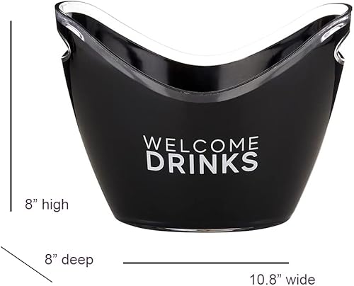 Miniatura 3 de Santa Barbara Design Studio SIPS - Cubo de hielo acrílico de doble mango para champán blanco y negro, 10.8 pulgadas de ancho, barra