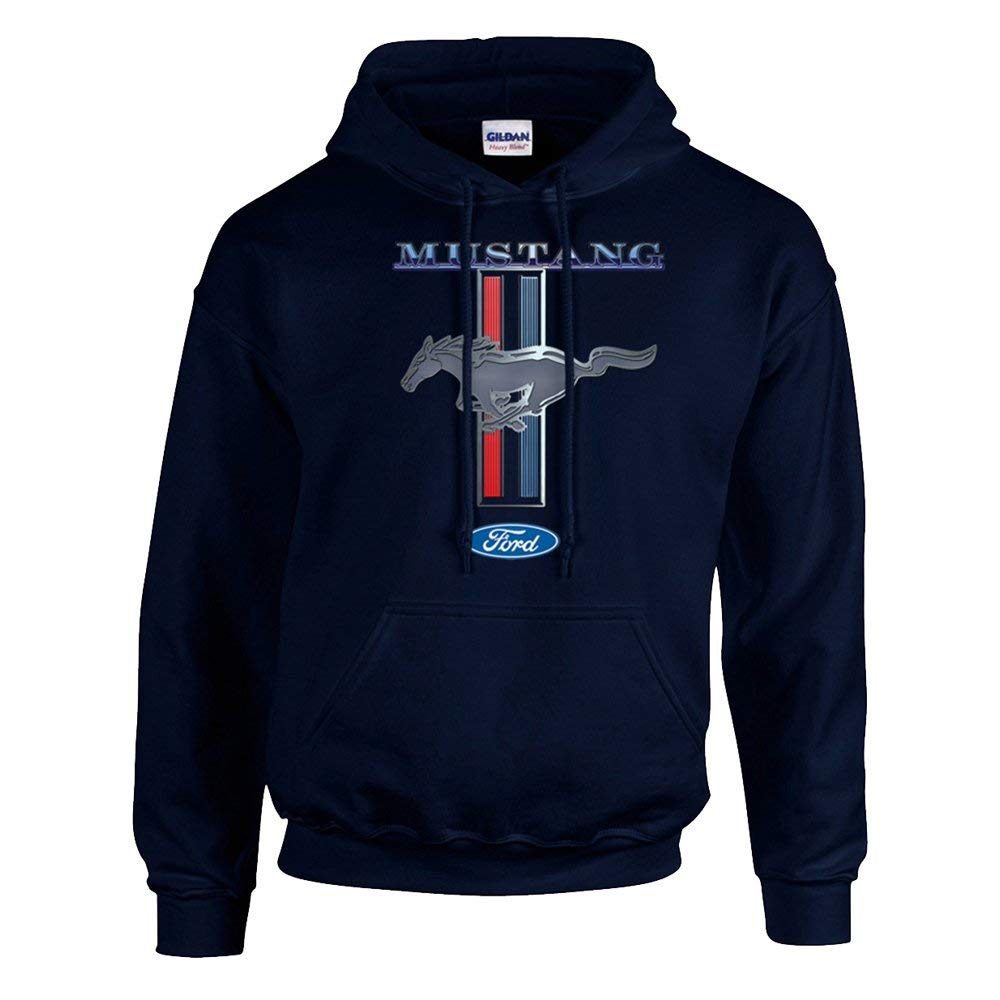 Trenz Shirt Company Ford Mustang Pony Unisex Hooded Sweatshirt Logo Hoodie Performance Racing Car Muscle Car Hood-Black-Small