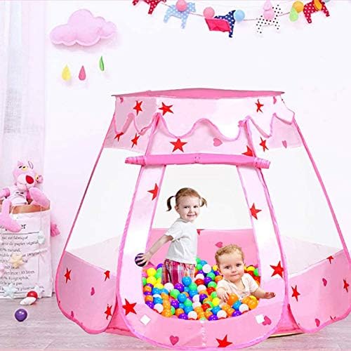 VBY Princess Tent for Girls with Lights, Kids Pop up Play Tents, Toddler Ball Pit Indoor Playhouse, Child Birthday Gift（Balls Not Included）