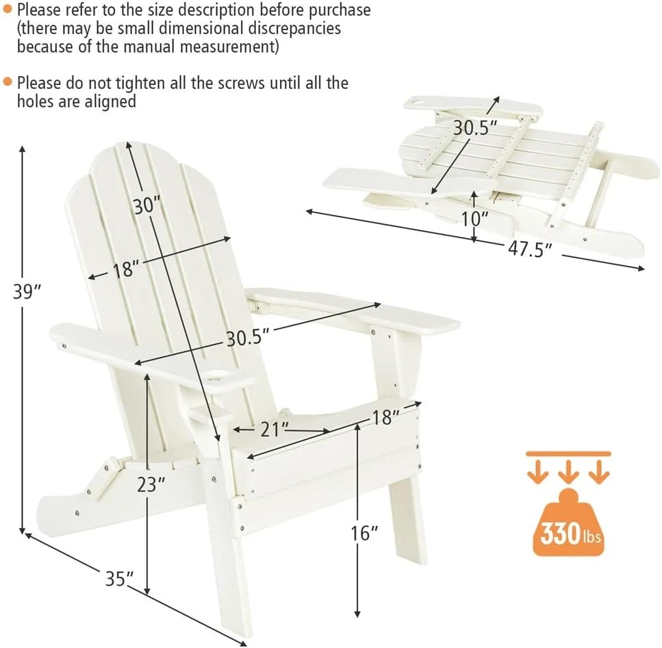 4 Piece Patio Folding Chairs Cup Holder Yard White