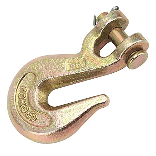 Joikit 4 Pack 3/8 Inch G70 Grade Clevis Grab Hook, Chain Clevis Hook In Yellow Chromate, Tow Chain Hooks For Truck Or Flatbed Trailer, Load Limit 6600 Lbs #TOP3