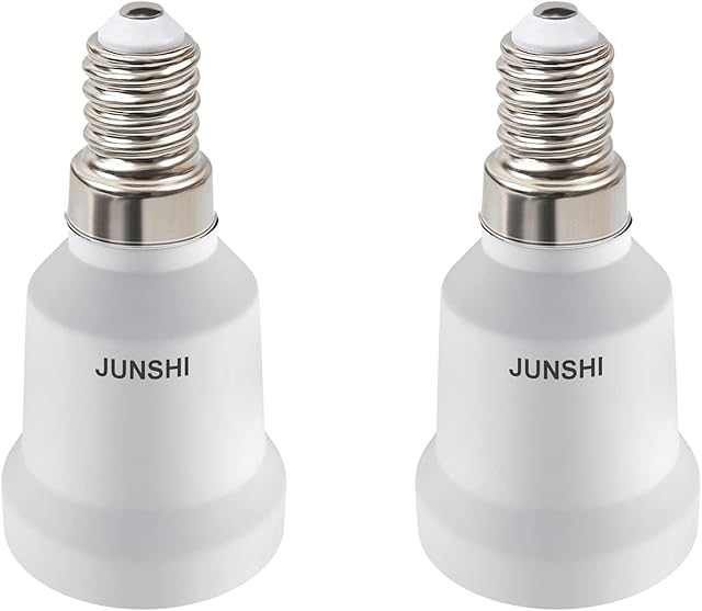JUNSHI 2-Pack E14 to E27 Adapter Lamp Socket Converter Maximum Wattage 200W Heat Resistant up to 150 Fire Resistant Converts E14 Small Screw Fitting to E27 Edison Screw-in Socket