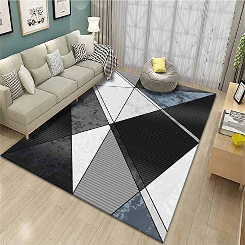 Tapis salon noir géométrie moderne 200x300cm antidérapant - 2