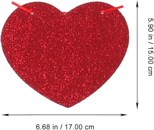 Miniatura 3 de EXCEART 1 Set Valentines Day Glitter Banner Love Heart Garland Romantic Pendant Decorations Wedding Bunting Hanging Banner Party Decor for