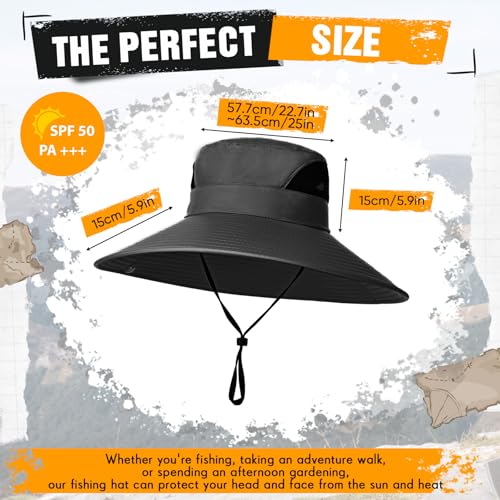 Image of Shyyween 3 Pcs Oversize XXL Sun Hats for Men Big Head Large Wide Brim Hats UPF 50+ Sun Protection Outdoor Fishing Gardening