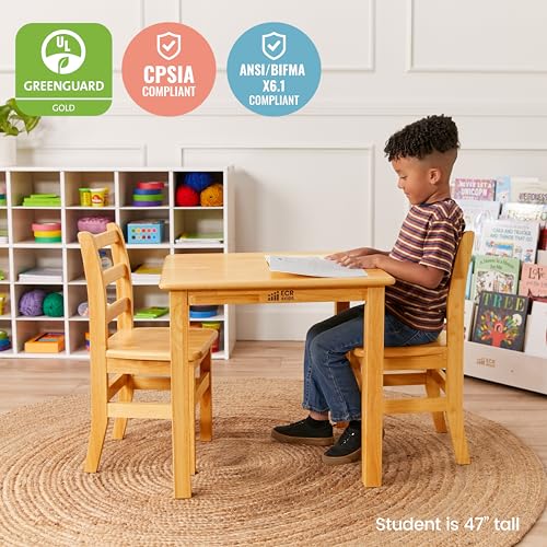 Image of ECR4Kids Three Rung Ladderback Chair, 14in Seat Height, Classroom Seating, Honey, 2-Pack