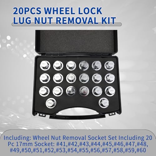 Image of 20pcs Wheel Lock Lug Nut Remover Kit Automotive Wheel Anti-Theft Screw Removal Key Socket Set Compatible with BMW