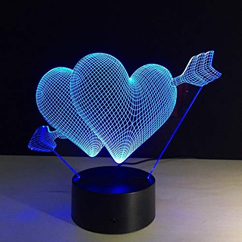 Lampada notturna a forma di cuore con * d'* 3D alimentata tramite USB, luce da campeggio a LED, luce d'* per * da letto, luce decorativa da scrivania per esterni, regalo * Valentino Eid * Mubarak