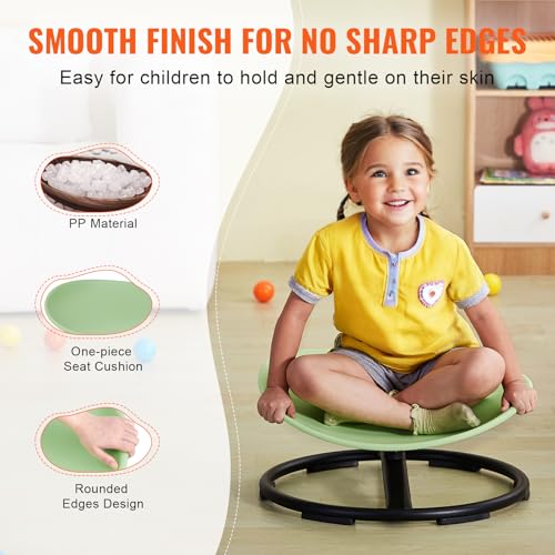 Image of VEVOR Kids Swivel Chair, 220 LBS Capacity, Sensory Spinning Chair, Autistic Kids Sensory Toy Chair with Non-Slip Metal Base, Toddler Sit and Spin for Coordination Balance Focus Training Green