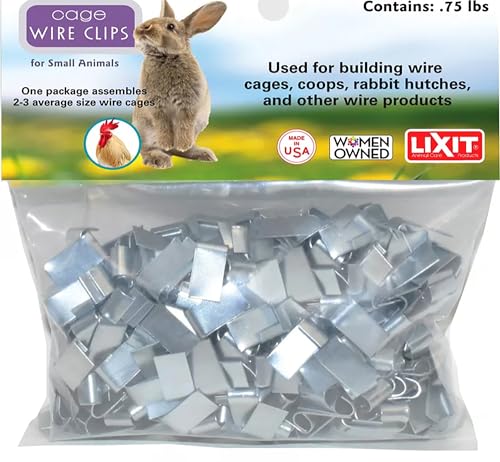 Lixit Metal Wire J Cage Clips for Assembling and Repairing Rabbit Hutes Home and Furniture Upholstery - Made in USA (.75 Pounds)