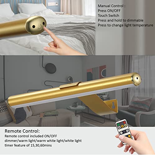 Image of MIOBLUE Rechargeable Picture Lights with Remote,Full Metal Painting Light Display LED Battery Lamp with 3 Lighting Modes, Dimmable Dartboard Light with Timer for Frame Portrait Art