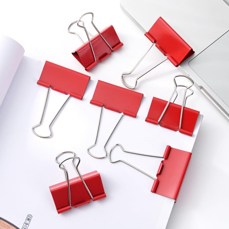 Red Bulldog Clips 41mm Paper Clip 24pcs Binder Clips (24, 41mm) - Image 2