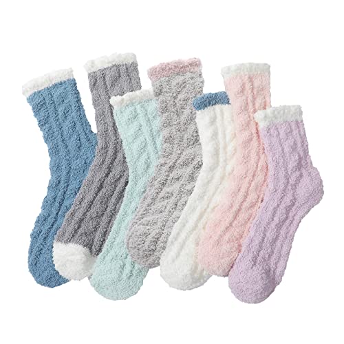 Image of Pleneal Fuzzy Socks for Women, Winter Womens Warm Cozy Fluffy Slipper Socks
