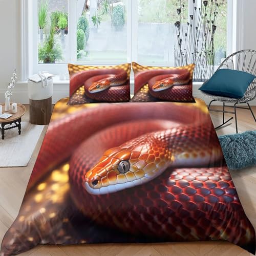 Housse de couette serpent 200x200 cm avec 2 taies d'oreiller en microfibre - 2