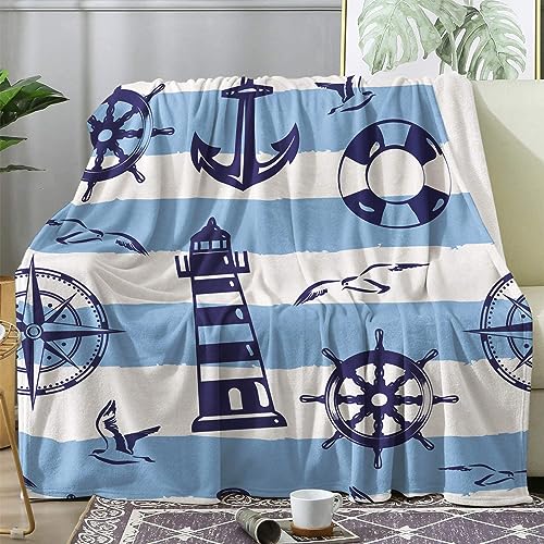 ZDABAOEC Kuscheldecke Flauschig Maritime Decke, Fleecedecke 150x200, Sofadecke & Couchdecke, Weiche Kuschelige Wohndecke Blanket, XL Decken für Sofa Couch