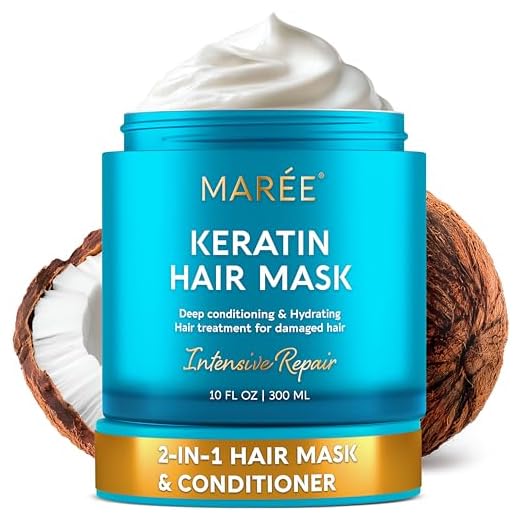 MAREE Deep Hair Oil Conditioner - Hydrating & Deep Conditioning Hair Oil with Coconut Oil & Keratin for Fine, Curly & Frizzy Hair - Biotin & Collagen Moisturizing Conditioner for Dry Bleached Hair