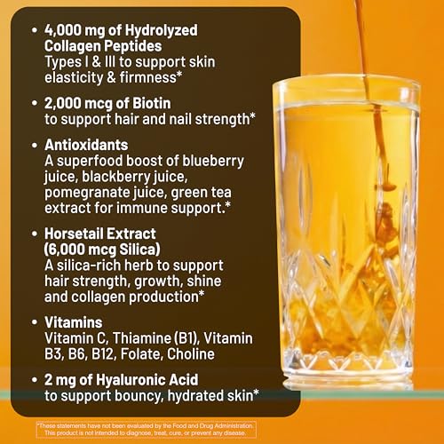 Image of NatureWise Hydrolyzed Liquid Collagen for Women & Men 4000mg - No Added Sugar - Multi Collagen Peptides + Biotin + Vitamin C + Vitamin B Complex & Hyaluronic Acid - Mango - 15.22 fl oz[45 Day Supply]