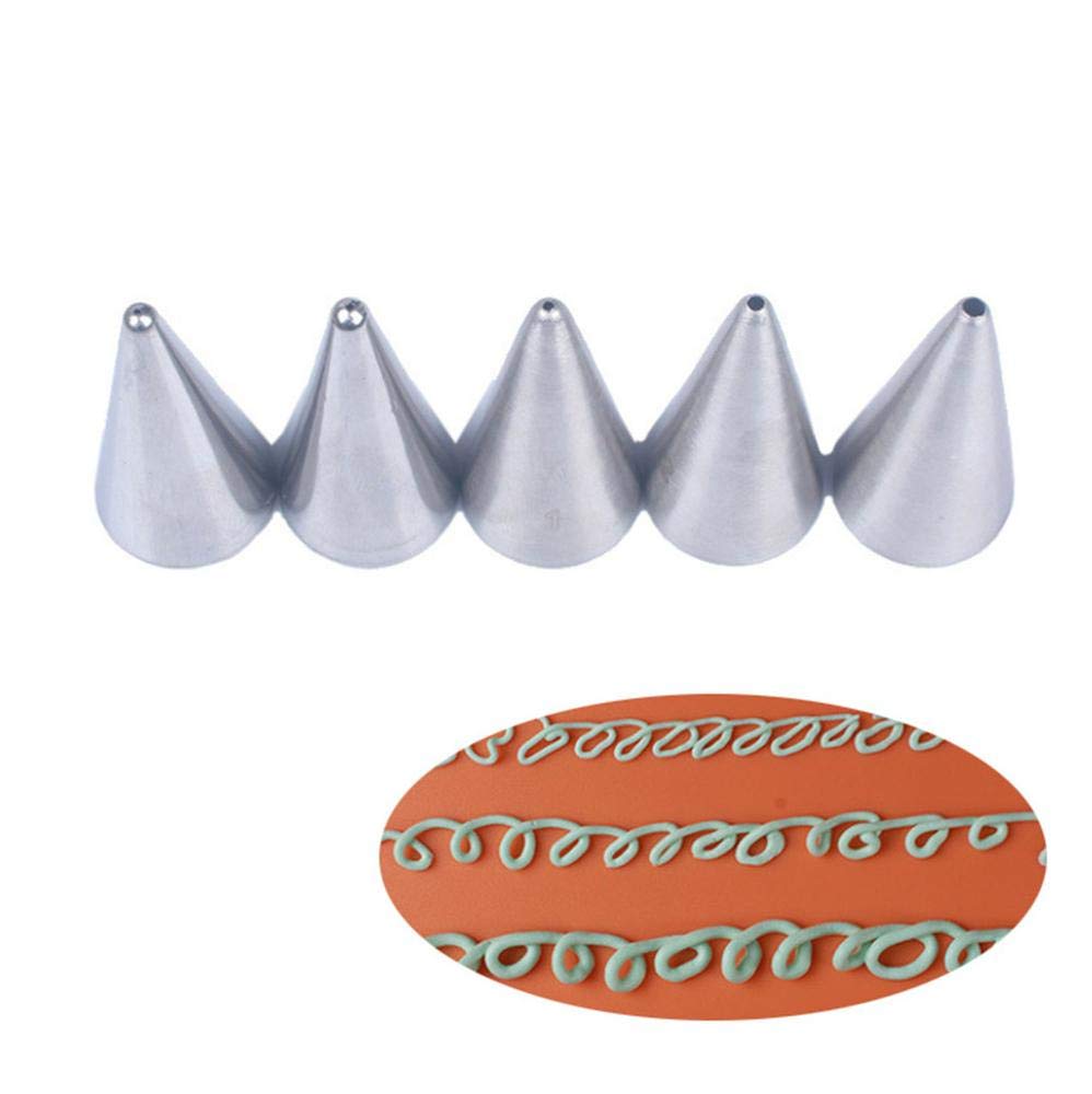 DUORUI 5pcs Icing Piping Nozzle Tips Stainless Steel Small Round Hole Shape for Cream Cake Writing Outlining Decorating Cupcake Fondant Cake