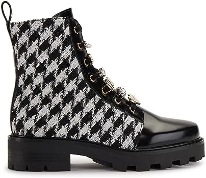 Karl Lagerfeld Paris Women's Everyday Cold Weather Mela-Combat Boot, Black/White, 10 | Image 4