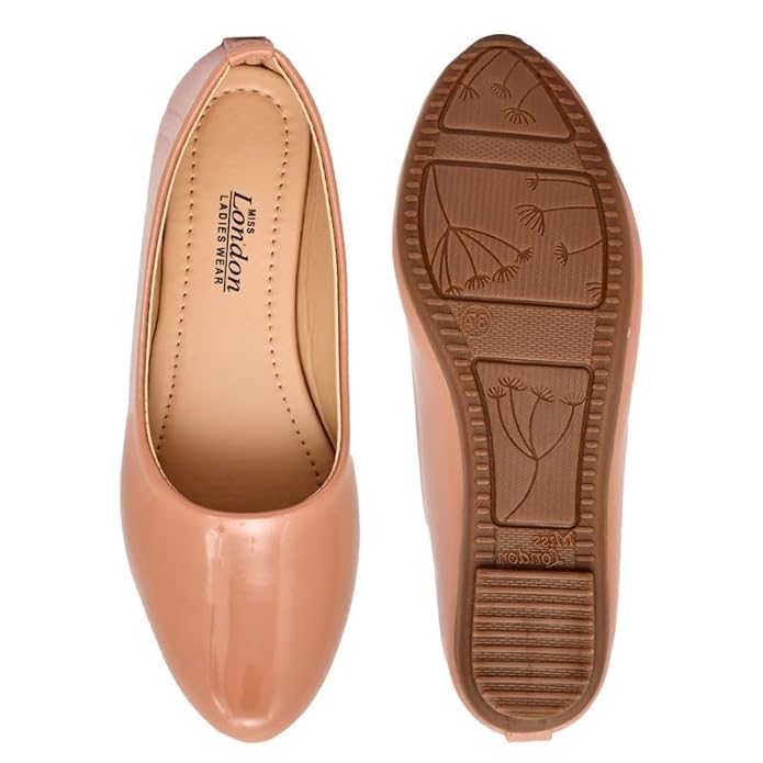 Image of MISS London Women's Bellies | Patent Leather Flats for Casual & Office Wear | Stylish & Comfortable | TPC Sole