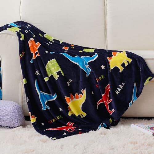 Bunnikins & Clover Glow in The Dark Dinosaur Blanket Gifts for 1-10 Year Old Boys Girls, Dino Soft Kids Blankets, Luminous Birthday Christmas Halloween Thanksgiving Easter Gifts,50"x60" — view 6