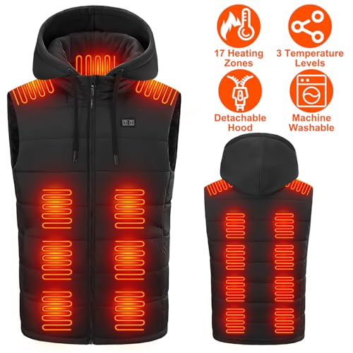 Image of KOCASO Heated Vest for Men and Women, 17 Heating Zones 3 Heated Levels USB & DC Dual Power Supply