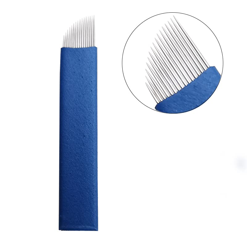 Needlehouse 100Pcs Disposable Eyebrow Microblading Needles, Eyebrow trimmers, Lip Tattooing Microblade Permanent Makeup Blades for Single Use Only (0614FC)
