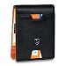 Produktbild Lederhand® iSlim - Nappa Leder Geldbeutel mit Geldklammer und Münzfach, 9 Kartenfach Premium Geldbörse - Slim Wallet mit RFID NFC Schutz - Farbe | (Schwarz/Orange)