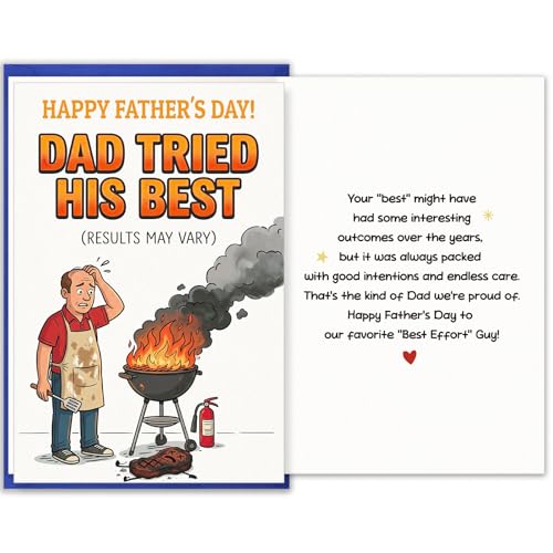 FaCraft Funny Fathers Day Card - 8x5.5 Dad Tried His