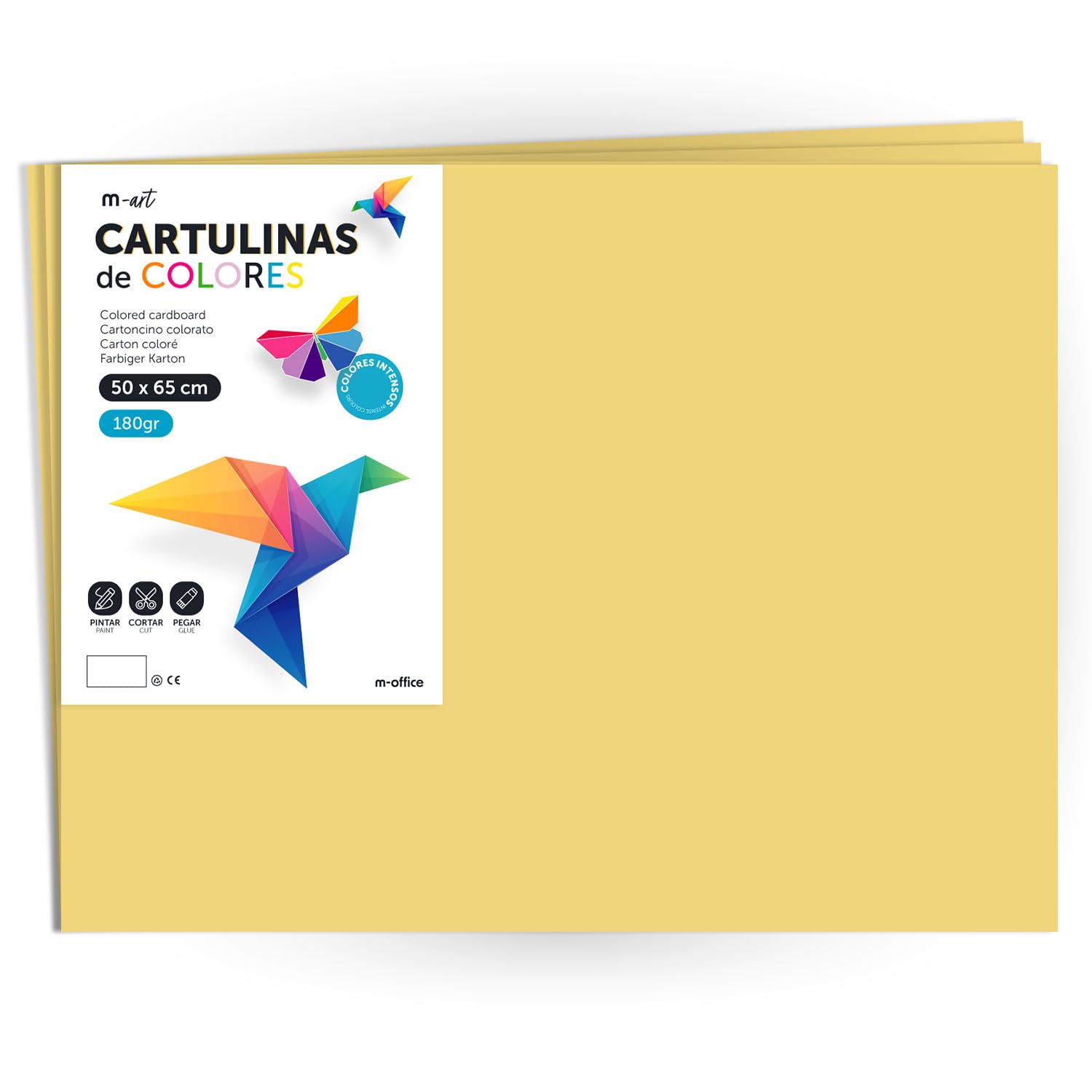 Coloured Cardstock, Large Cardstock 50 x 65 cm Light and Intense Colours, 180 g Coloured Cardstock for Crafts, Creative Designs and Art Projects · m-office (x125 Sheets, Ivory)
