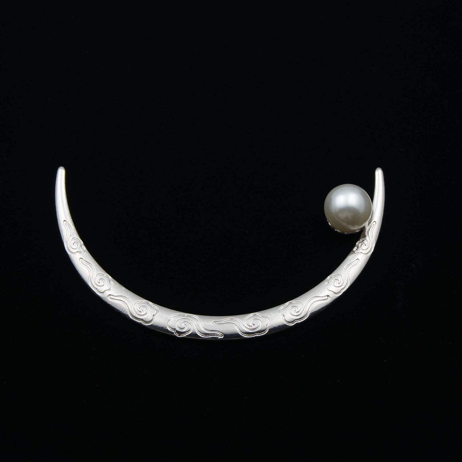 Moon Plate Hair Fork（silver） Buy Ashkash 1Pcs Vintage Crescent Moon Hair Fork Pearl Alloy Hair