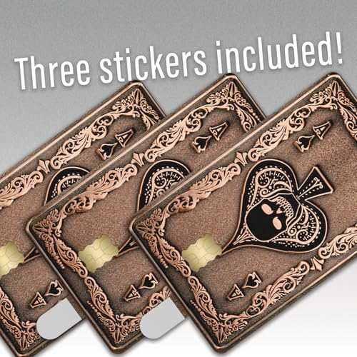 KCD Credit Card Skin Sticker Cover Decal Wrap 3-Pack – Ace of Spades Skull Design – Durable Vinyl Stickers for Cards – CCS0122
