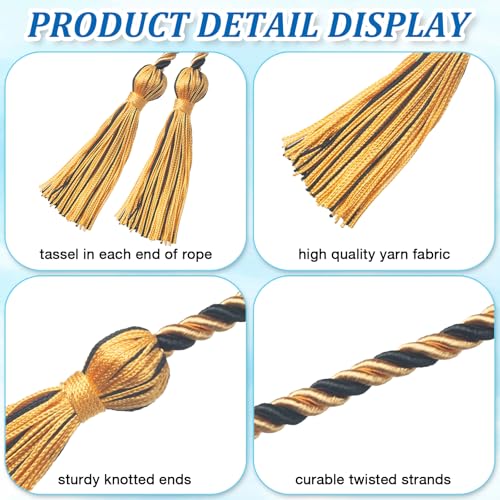 Image of ONUPGO Gold Black Graduation Cord, Graduation Honor Cords Rayon Braided Tassel Cord for 2026, 68 inch Polyester Yarn Long Robe Honor Rope for Graduation Students, Bachelor Gown